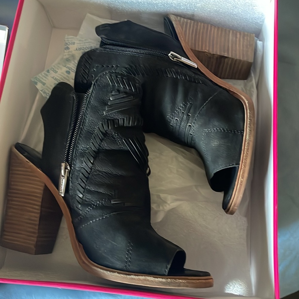Vince Camuto black bootie heels, size 8.5